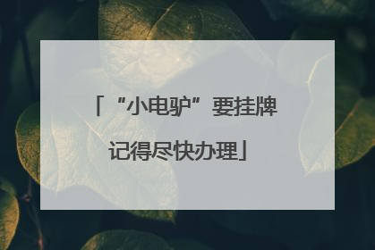 “小电驴”要挂牌 记得尽快办理