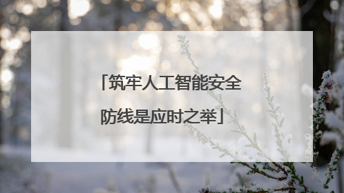 筑牢人工智能安全防线是应时之举