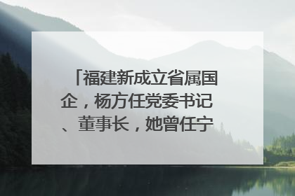 福建新成立省属国企，杨方任党委书记、董事长，她曾任宁德市委副书记｜张田怡已任县委副书记、县政府党组书记
