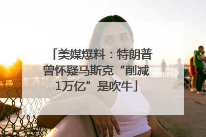 美媒爆料：特朗普曾怀疑马斯克“削减1万亿”是吹牛