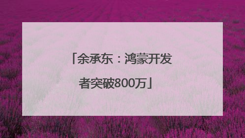 余承东：鸿蒙开发者突破800万