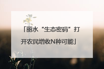丽水“生态密码”打开农民增收N种可能