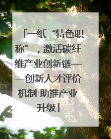 一纸“特色职称”，激活碳纤维产业创新链——创新人才评价机制 助推产业升级
