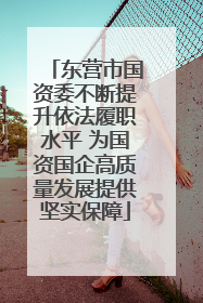 东营市国资委不断提升依法履职水平 为国资国企高质量发展提供坚实保障