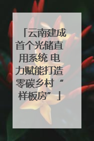 云南建成首个光储直用系统 电力赋能打造零碳乡村“样板房”