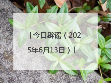 今日辟谣（2025年6月13日）