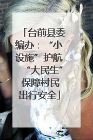 台前县委编办：“小设施”护航“大民生” 保障村民出行安全