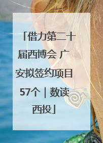 借力第二十届西博会 广安拟签约项目57个｜数读西投