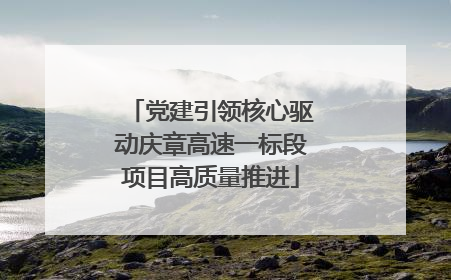 党建引领核心驱动庆章高速一标段项目高质量推进