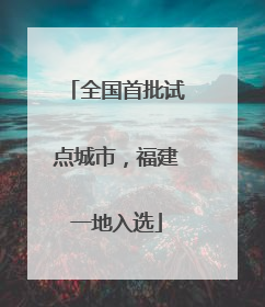 全国首批试点城市，福建一地入选