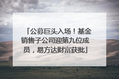 公募巨头入场！基金销售子公司迎第九位成员，易方达财富获批
