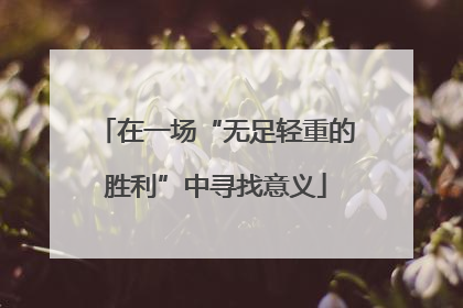 在一场“无足轻重的胜利”中寻找意义