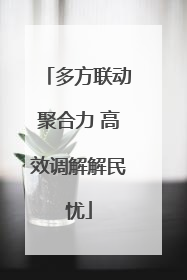 多方联动聚合力 高效调解解民忧