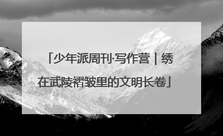 少年派周刊·写作营｜绣在武陵褶皱里的文明长卷