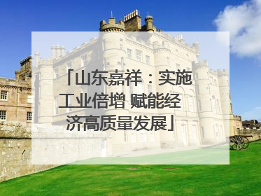 山东嘉祥：实施工业倍增 赋能经济高质量发展