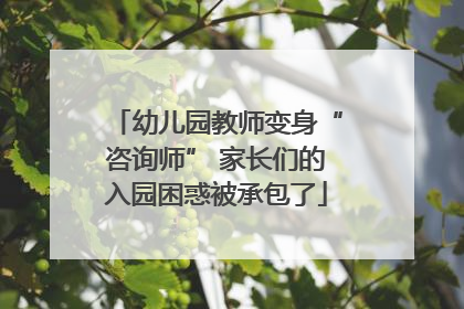 幼儿园教师变身“咨询师” 家长们的入园困惑被承包了