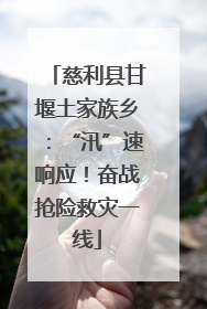 慈利县甘堰土家族乡：“汛”速响应！奋战抢险救灾一线