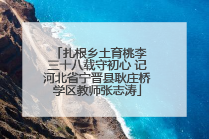 扎根乡土育桃李 三十八载守初心 记河北省宁晋县耿庄桥学区教师张志涛