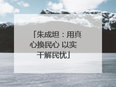 朱成坦：用真心换民心 以实干解民忧