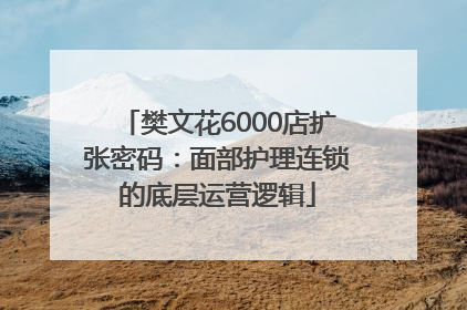 樊文花6000店扩张密码：面部护理连锁的底层运营逻辑