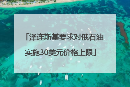 泽连斯基要求对俄石油实施30美元价格上限