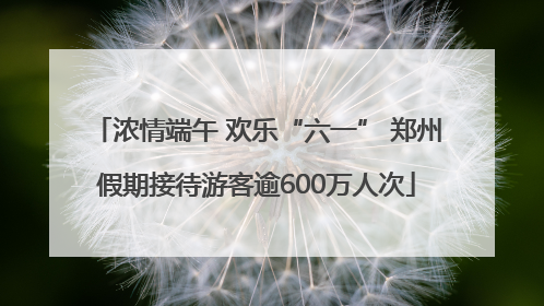 浓情端午 欢乐“六一” 郑州假期接待游客逾600万人次