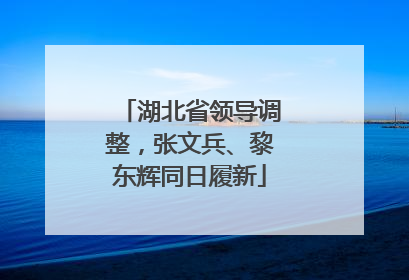 湖北省领导调整，张文兵、黎东辉同日履新