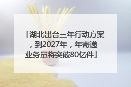 湖北出台三年行动方案，到2027年，年寄递业务量将突破80亿件