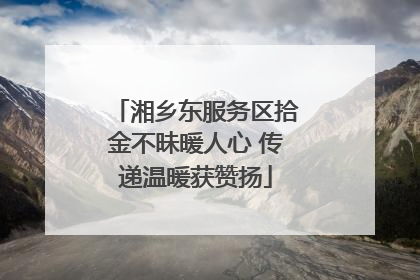 湘乡东服务区拾金不昧暖人心 传递温暖获赞扬
