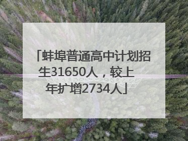 蚌埠普通高中计划招生31650人，较上年扩增2734人