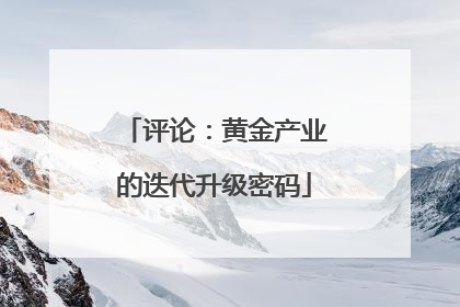 评论：黄金产业的迭代升级密码