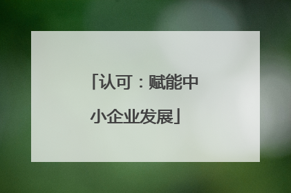 认可：赋能中小企业发展