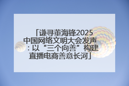 谦寻董海锋2025中国网络文明大会发声：以“三个向善”构建直播电商善意长河