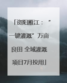 资阳雁江：“一键灌溉”万亩良田 全域灌溉项目7月投用