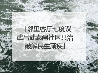 邻里客厅七度议 武昌武泰闸社区共治破解民生顽疾