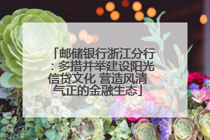 邮储银行浙江分行：多措并举建设阳光信贷文化 营造风清气正的金融生态