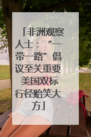 非洲观察人士：“一带一路”倡议至关重要 美国双标行径贻笑大方