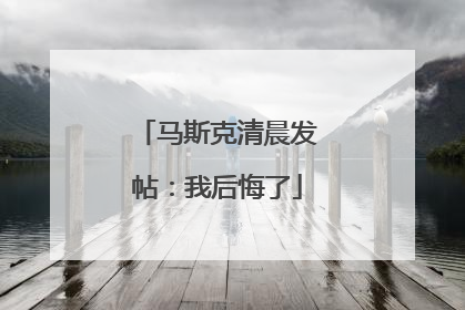 马斯克清晨发帖：我后悔了